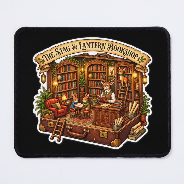 Item preview, The Stag & Lantern Bookshop | Deer Bookstore | Woodland Readers | Cozy Fantasy designed and sold by MrDev.