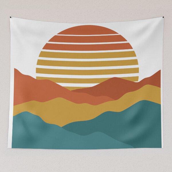 Item preview, Retro 70s Sunset Over Layered Mountains designed and sold by SithCreation.