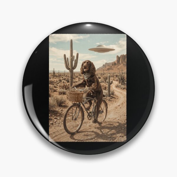 Item preview, Field Spaniel Riding Bike Wild West Western UFO Dog Lover designed and sold by dian-rody-crest.