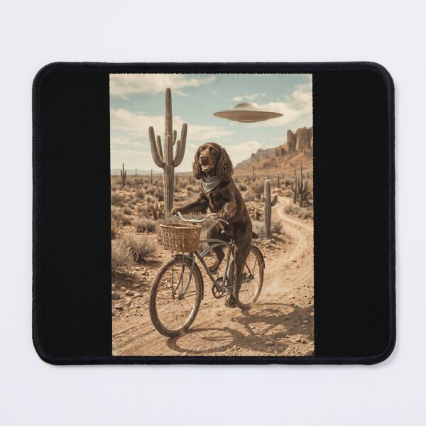 Item preview, Field Spaniel Riding Bike Wild West Western UFO Dog Lover designed and sold by dian-rody-crest.