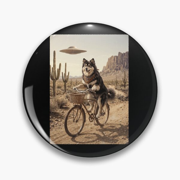 Item preview, Finnish Lapphund Riding Bike Wild West Western UFO Dog Lover designed and sold by dian-rody-crest.