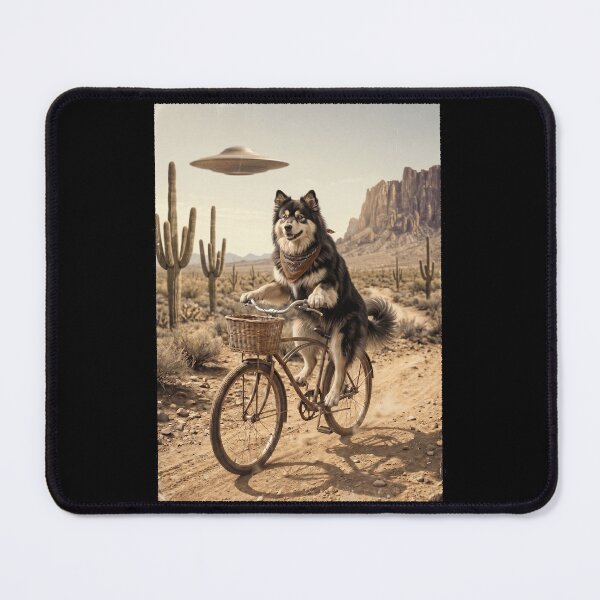 Item preview, Finnish Lapphund Riding Bike Wild West Western UFO Dog Lover designed and sold by dian-rody-crest.