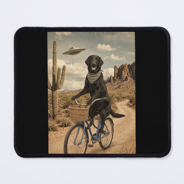 Item preview, Flat Coated Retriever Riding Bike Wild West Western UFO Dog Lover designed and sold by dian-rody-crest.