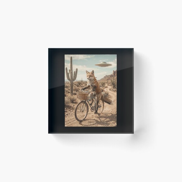 Item preview, Fox Riding Bike Wild West Western UFO Animal Lover designed and sold by dian-rody-crest.