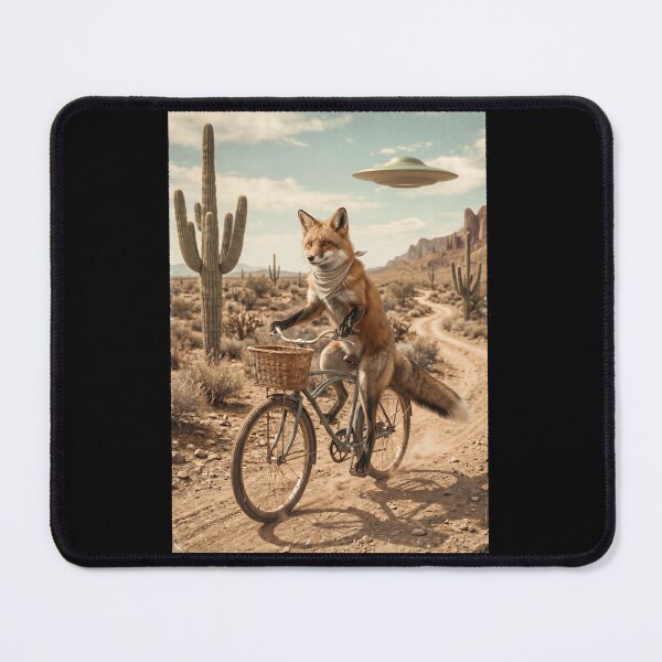 Item preview, Fox Riding Bike Wild West Western UFO Animal Lover designed and sold by dian-rody-crest.