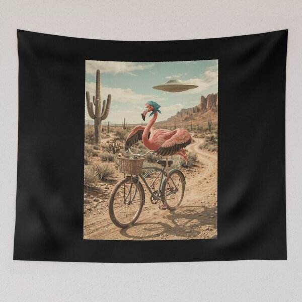 Item preview, Flamingo Riding Bike Wild West Western UFO Animal Lover designed and sold by dian-rody-crest.