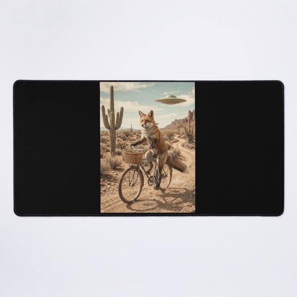 Item preview, Fox Riding Bike Wild West Western UFO Animal Lover designed and sold by dian-rody-crest.