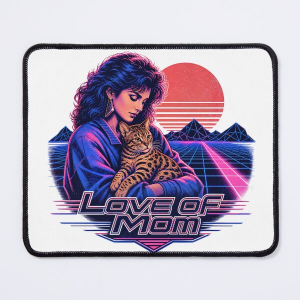 Item preview, Love of Mom – 80s Retro Synthwave Bengal Cat designed and sold by Bengoer18.