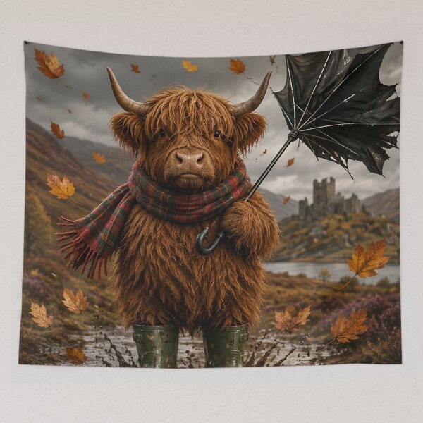 Item preview, Highland cow with umbrella designed and sold by Sartawsky.