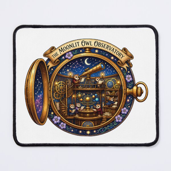 Item preview, The Moonlit Owl Observatory | Owl Stargazing | Magical Astronomy | Enchanted Library designed and sold by MrDev.