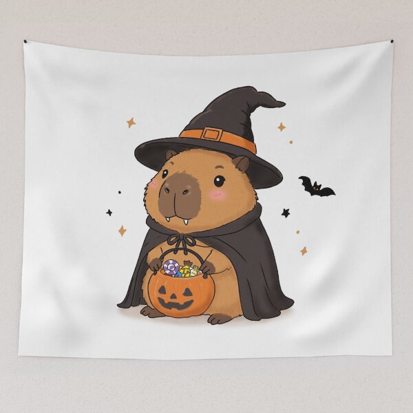 Item preview, Cute Halloween Capybara Witch | Spooky Kawaii Pumpkin Costume designed and sold by FennyWijayaMomo.