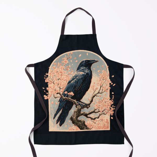 Item preview, Japanese Raven Karasu Cherry Blossom Ukiyo-e Woodcut Art designed and sold by GrinGalore.