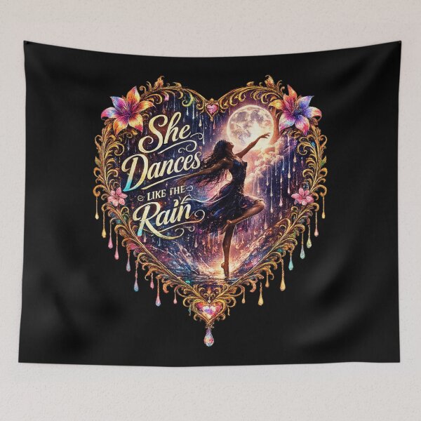 Item preview, She Dances Like The Rain Celestial Moon Dancing Woman Gold Floral Heart designed and sold by StanaLuis.