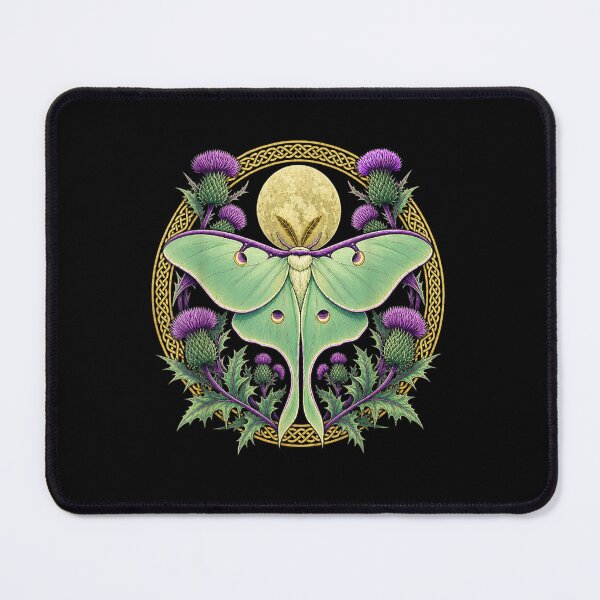Item preview, Celestial Green Luna Moth With Scottish Thistle Flowers And Celtic Moon Circle designed and sold by StanaLuis.
