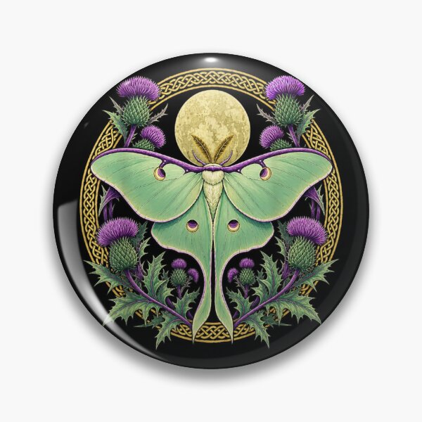 Item preview, Celestial Green Luna Moth With Scottish Thistle Flowers And Celtic Moon Circle designed and sold by StanaLuis.