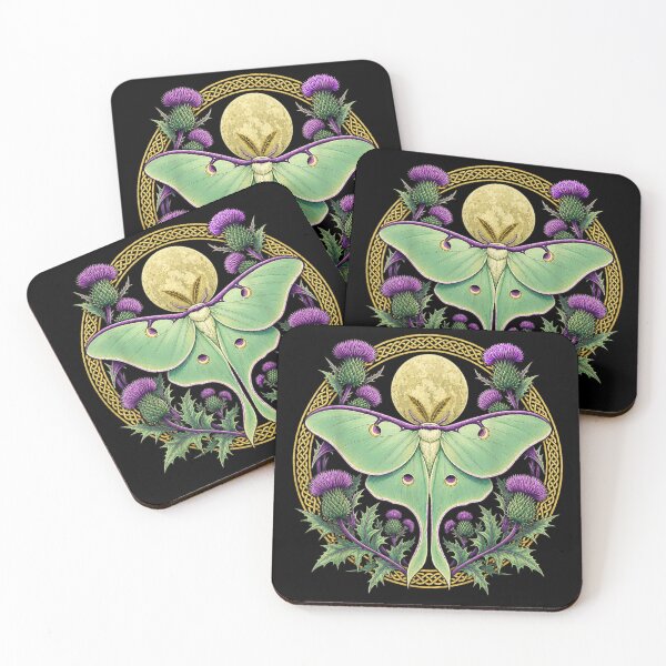 Item preview, Celestial Green Luna Moth With Scottish Thistle Flowers And Celtic Moon Circle designed and sold by StanaLuis.