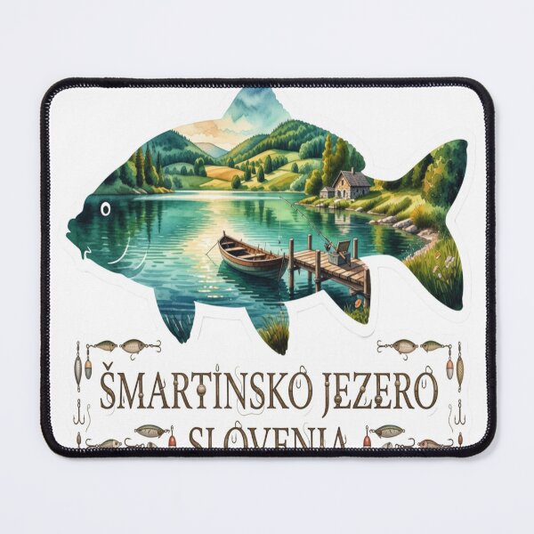 Item preview, Smartinsko Jezero Slovenia Fishing Sticker designed and sold by Imaginarium of Chaos falcon88 .