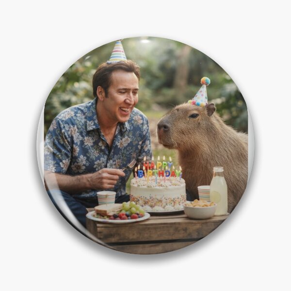 Item preview, Nicolas cage capybara picnic capybaras animal pet nature meme memes funny parody christmas birthday  designed and sold by CheeseBlueprint.