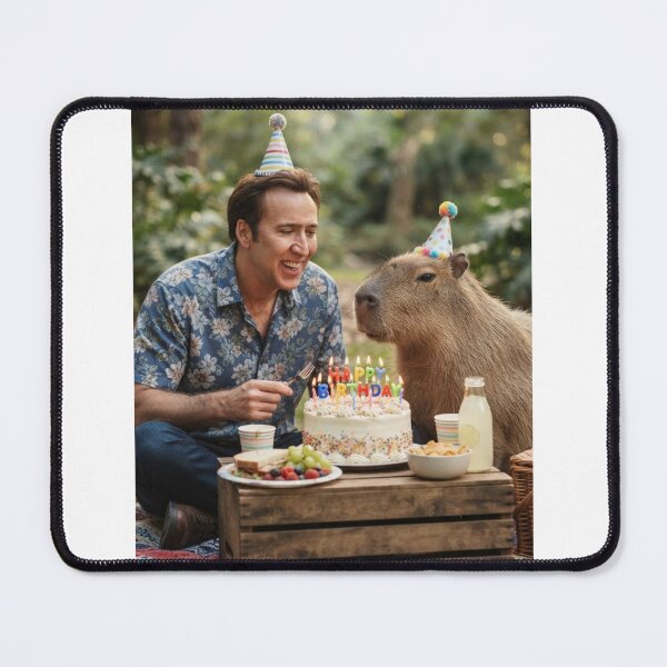 Item preview, Nicolas cage capybara picnic capybaras animal pet nature meme memes funny parody christmas birthday  designed and sold by CheeseBlueprint.