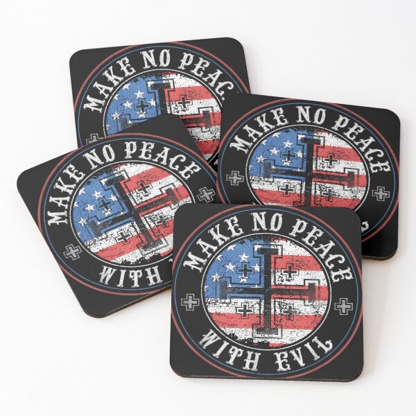 Item preview, Make No Peace With Evil Vintage American Flag Cross Badge Patriotic Emblem designed and sold by StanaLuis.