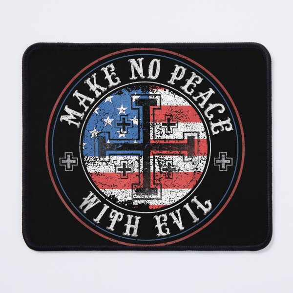 Item preview, Make No Peace With Evil Vintage American Flag Cross Badge Patriotic Emblem designed and sold by StanaLuis.