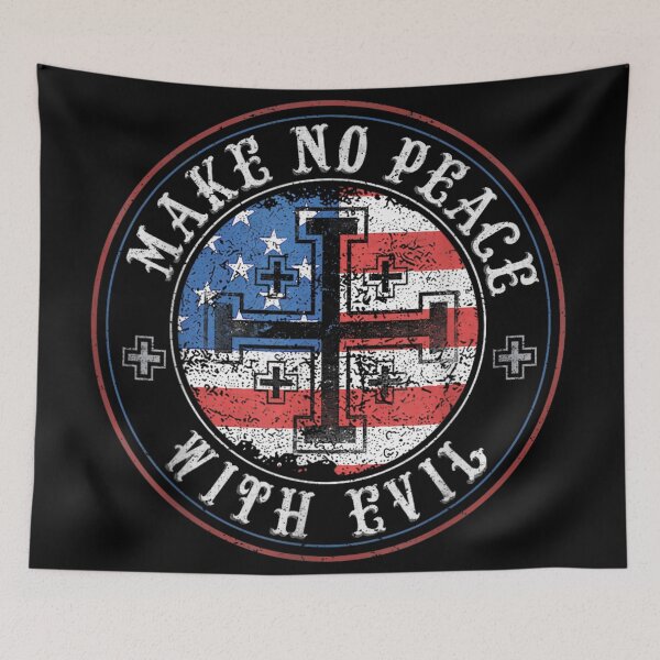 Item preview, Make No Peace With Evil Vintage American Flag Cross Badge Patriotic Emblem designed and sold by StanaLuis.
