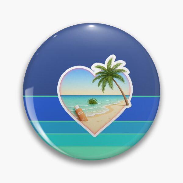 Item preview, Tropical Beach and Coconut Sunblock in Heart on Coastal Retro Stripes designed and sold by Beachy.