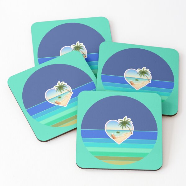 Item preview, Tropical Beach and Coconut Sunblock in Heart on Coastal Retro Stripes designed and sold by Beachy.