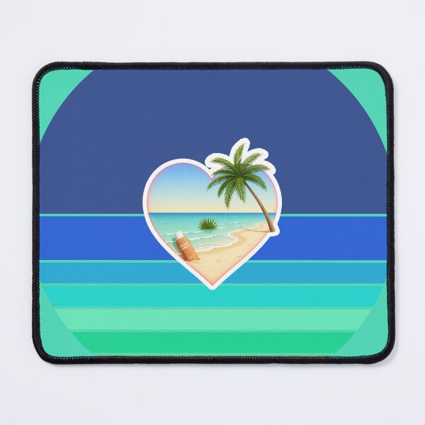 Item preview, Tropical Beach and Coconut Sunblock in Heart on Coastal Retro Stripes designed and sold by Beachy.