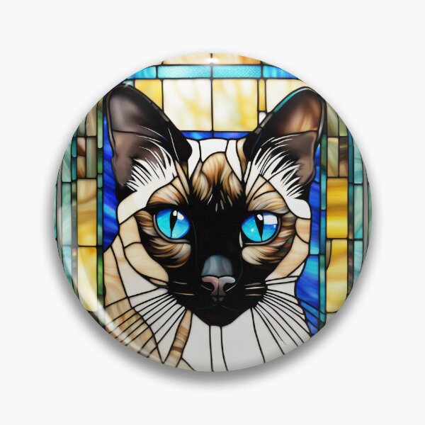 Item preview, Siamese Cat Stained Glass Style Feline Portrait designed and sold by pinkal.