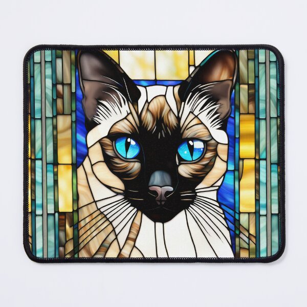 Item preview, Siamese Cat Stained Glass Style Feline Portrait designed and sold by pinkal.
