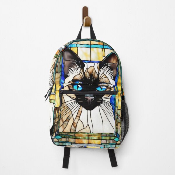 Item preview, Siamese Cat Stained Glass Style Feline Portrait designed and sold by pinkal.