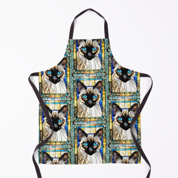 Item preview, Siamese Cat Stained Glass Style Feline Portrait designed and sold by pinkal.