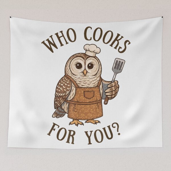 Item preview, Funny Who Cooks For You Barred Owl Chef Wearing Apron Holding Spatula designed and sold by Capisedo.