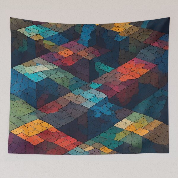 Item preview, Abstract colorful cubes break through the darkness. designed and sold by Mianku | Für das Leben.