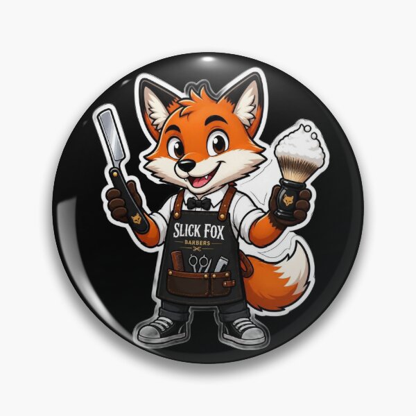 Item preview, Cute Fox Barber Sticker - Adorable Cartoon Fox Straight Razor Shaving Design designed and sold by Barber MD Culture.