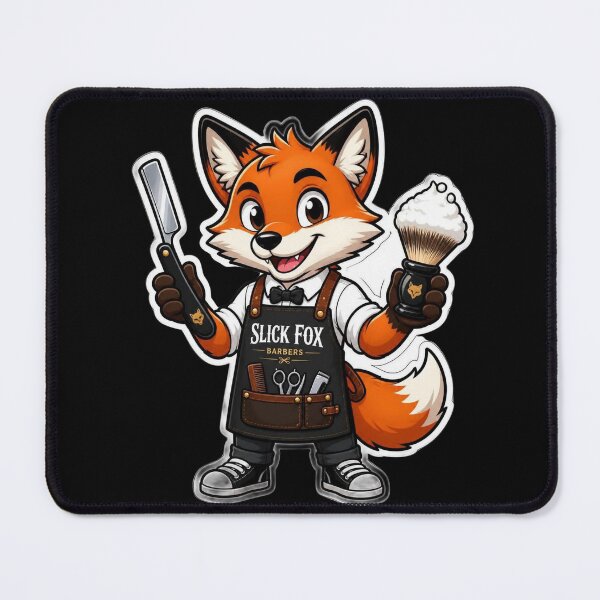 Item preview, Cute Fox Barber Sticker - Adorable Cartoon Fox Straight Razor Shaving Design designed and sold by Barber MD Culture.