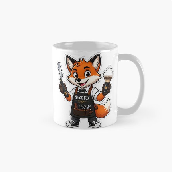 Item preview, Cute Fox Barber Sticker - Adorable Cartoon Fox Straight Razor Shaving Design designed and sold by Barber MD Culture.