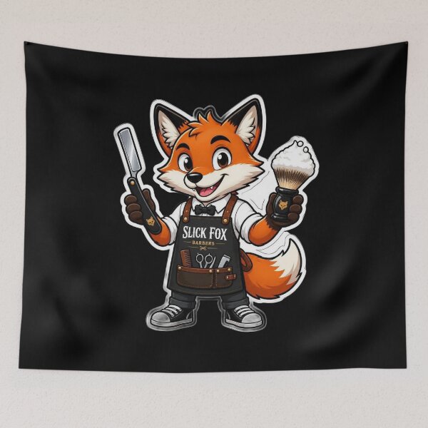 Item preview, Cute Fox Barber Sticker - Adorable Cartoon Fox Straight Razor Shaving Design designed and sold by Barber MD Culture.