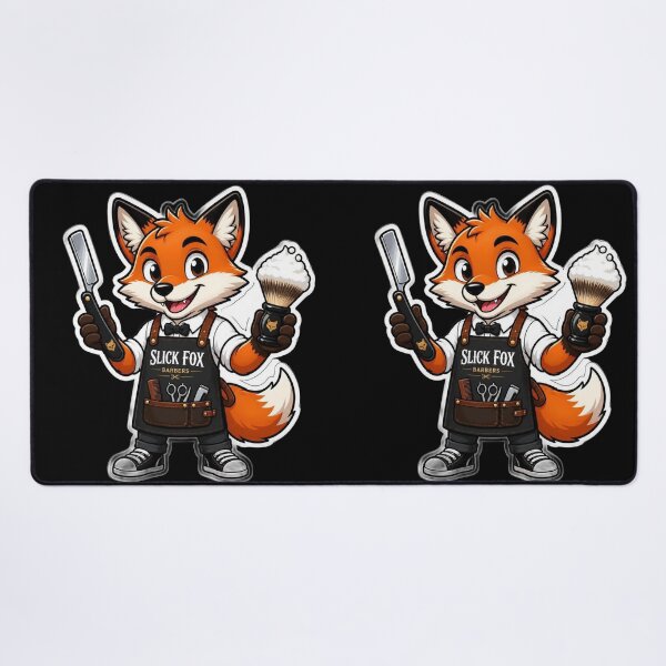 Item preview, Cute Fox Barber Sticker - Adorable Cartoon Fox Straight Razor Shaving Design designed and sold by Barber MD Culture.