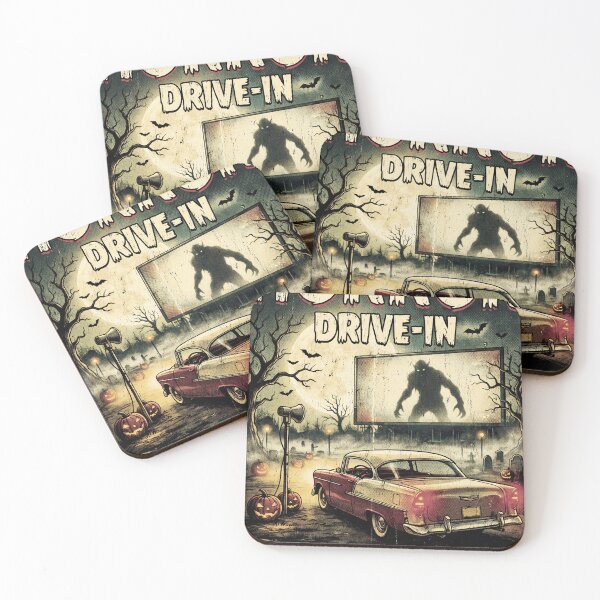 Item preview, Horror Drive-In Vintage Halloween Retro Movie Poster Design designed and sold by BVNKGRAPH WORKS.