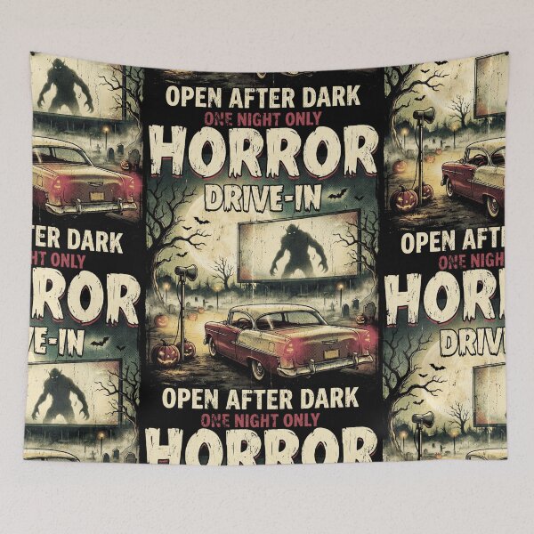 Item preview, Horror Drive-In Vintage Halloween Retro Movie Poster Design designed and sold by BVNKGRAPH WORKS.