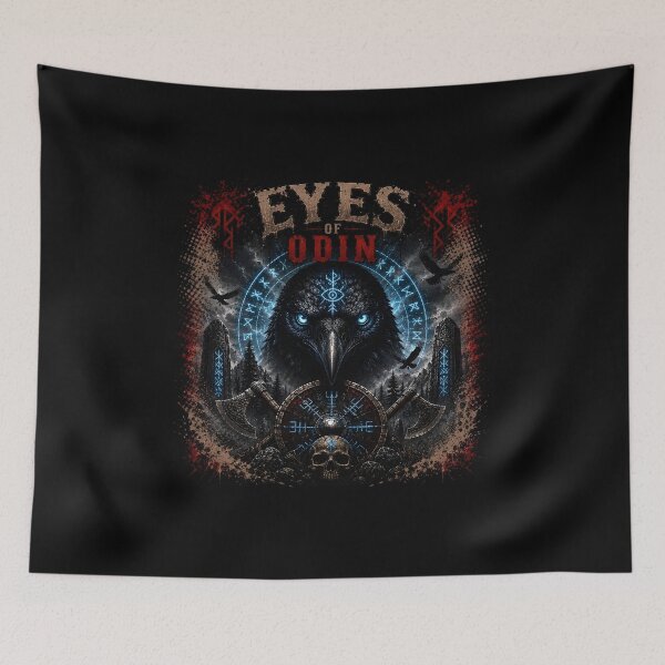 Item preview, Eyes of Odin – Raven & Norse Runes | Viking Mythology designed and sold by Bizon2910.