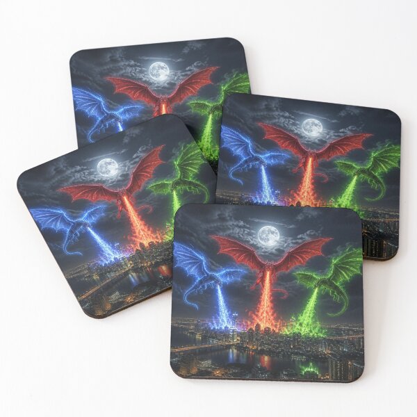 Item preview, Three Elemental Dragons Unleashed Upon City designed and sold by DWolf04.