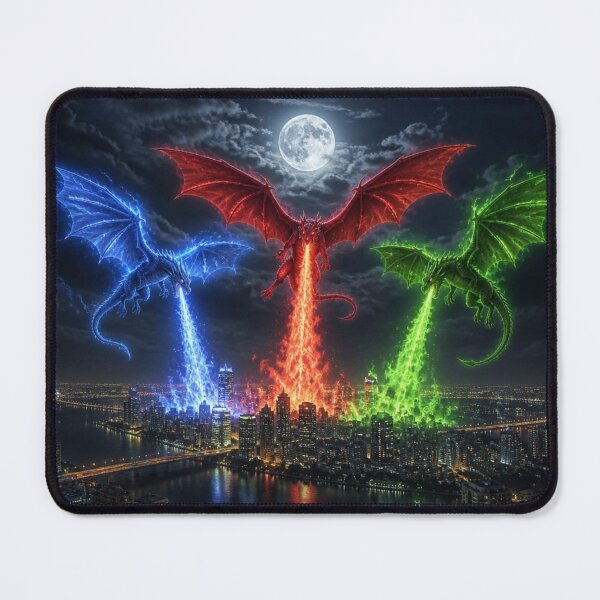 Item preview, Three Elemental Dragons Unleashed Upon City designed and sold by DWolf04.