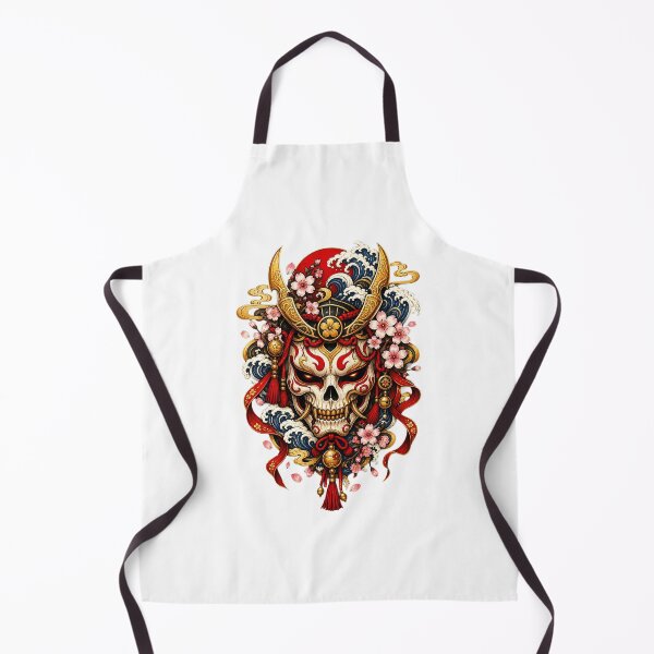 Item preview, Japanese Skull Samurai | Oni Warrior Mask | Sakura & Ocean Waves | Japanese Warrior Art designed and sold by MrDev.