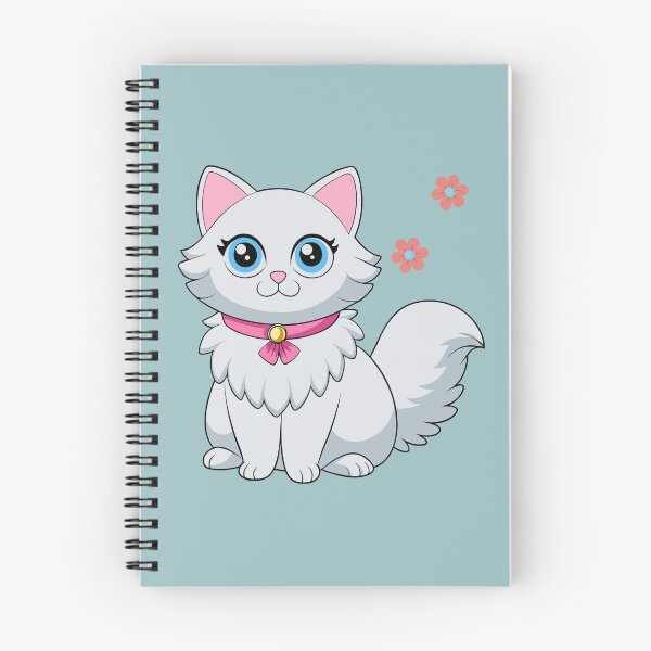 Item preview, Cute Kawaii White Persian Cat with Pink Collar | Chibi Cartoon Fluffy Kitty Illustration designed and sold by Mousy17.