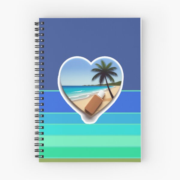 Item preview, Tropical Beach Palm Tree Coconut Sunblock in Heart on Retro Ocean Stripes designed and sold by Beachy.