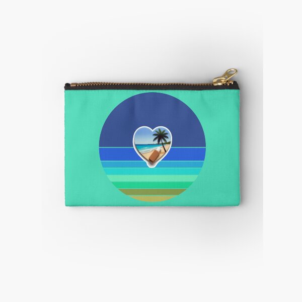 Item preview, Tropical Beach Palm Tree Coconut Sunblock in Heart on Retro Ocean Stripes designed and sold by Beachy.