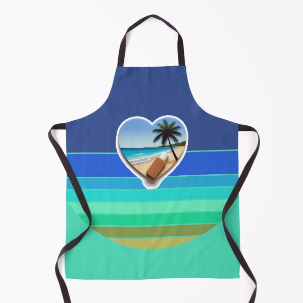 Item preview, Tropical Beach Palm Tree Coconut Sunblock in Heart on Retro Ocean Stripes designed and sold by Beachy.